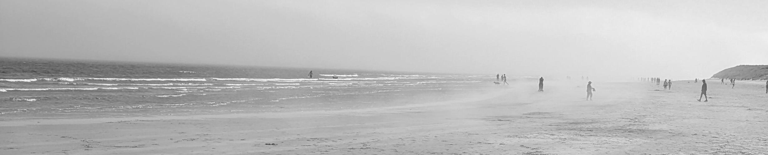 Sea fret on the beach, Bamburgh, Northumberland