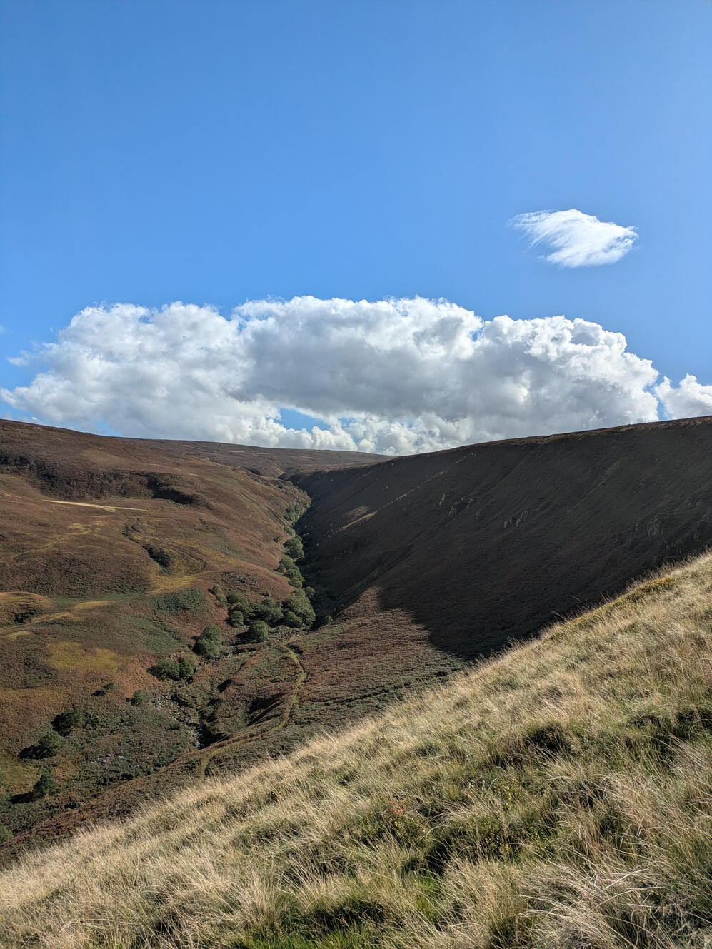 Partly shaded gully on Saddleworth Moor, West Yorkshire